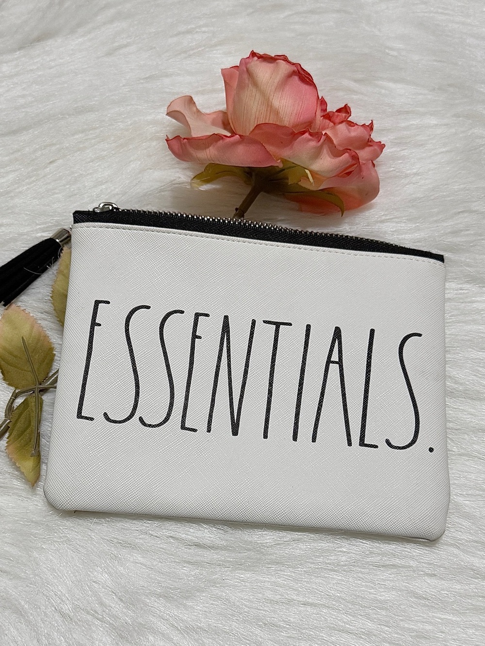 Rae Dunn ESSENTIALS. Small  Cosmetic White Bag